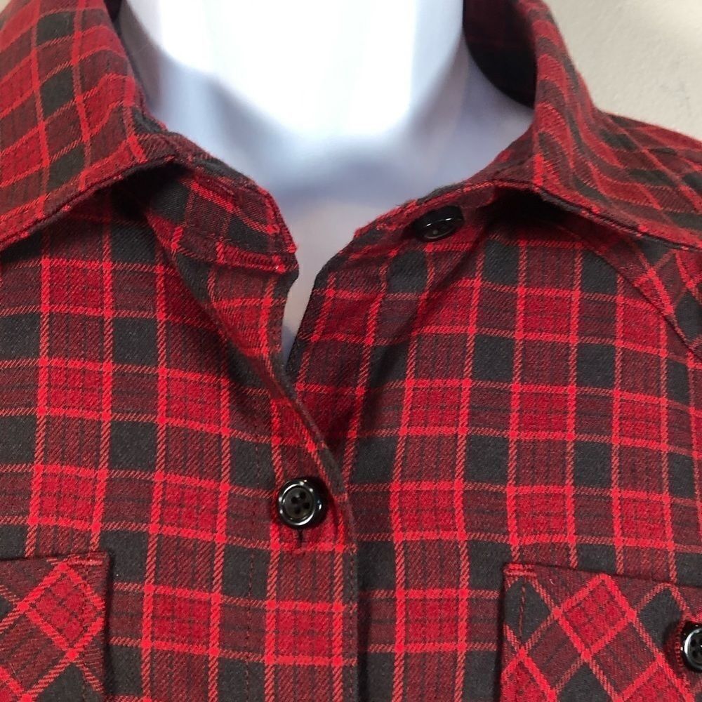 Oakley Med, Button Front Plaid Shirt, Woodland Red and Gray - Picture 5 of 12